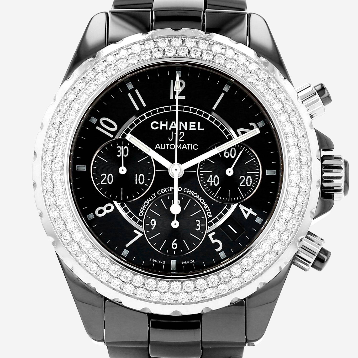 Chanel J12 Chronographe  in ceramic black and stainless steel Circa 2020