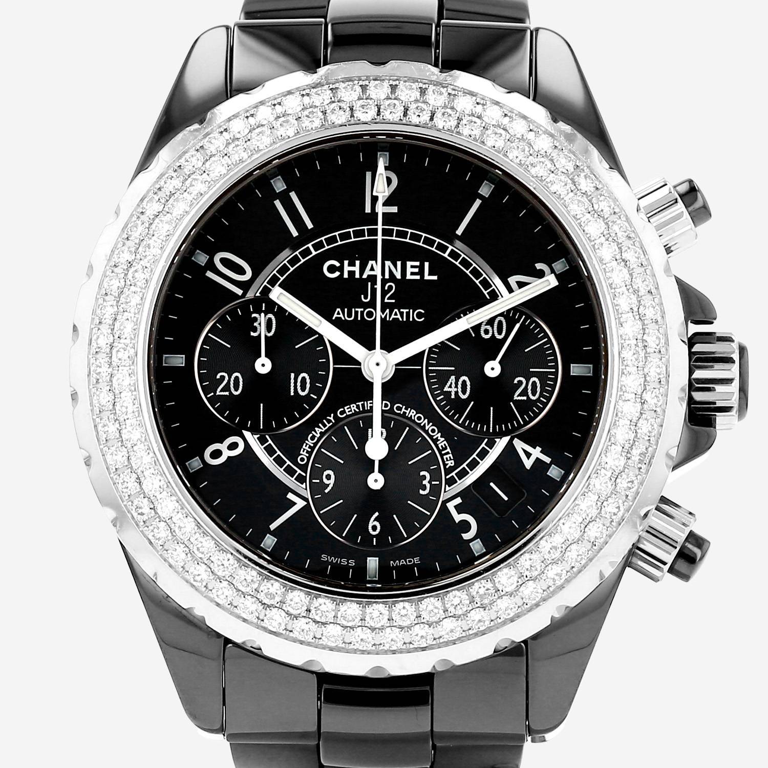 Montre Chanel J12 Chronographe en céramique noire et acier Vers 2020