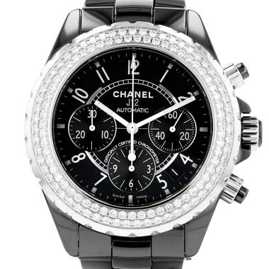 Reloj Chanel J12 Chronographe de cerámica negra y acero Circa 2020