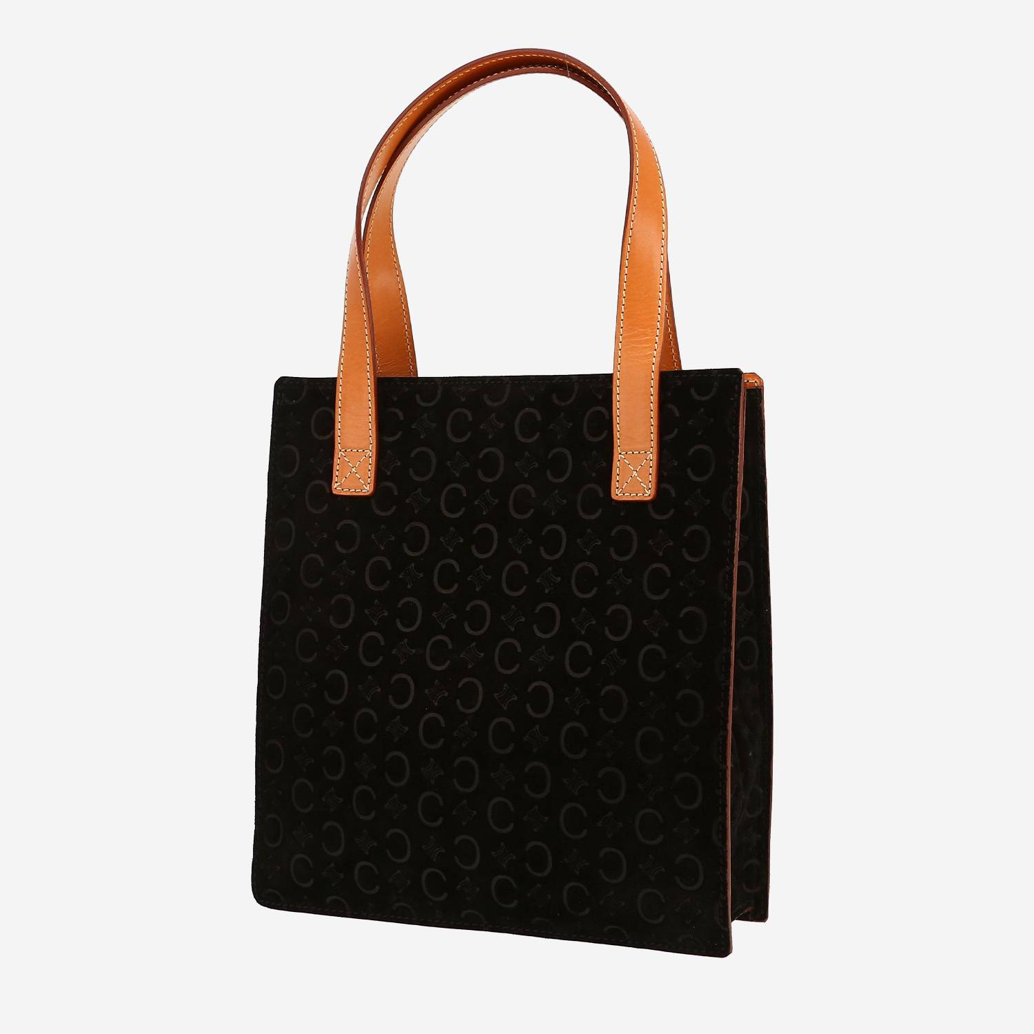 Celine  Vintage handbag  in black velvet  and natural leather