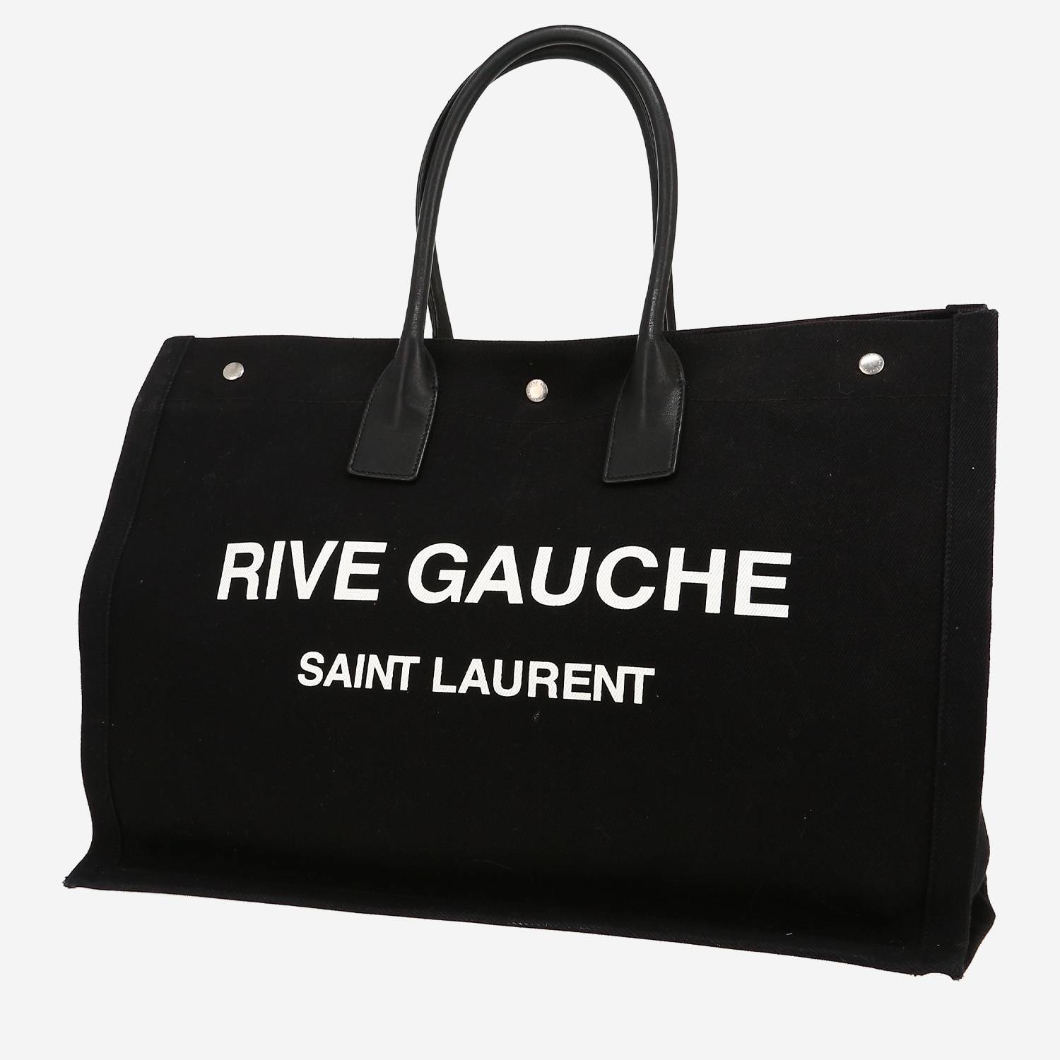 Sac cabas Saint Laurent  Rive Gauche en toile et cuir noir
