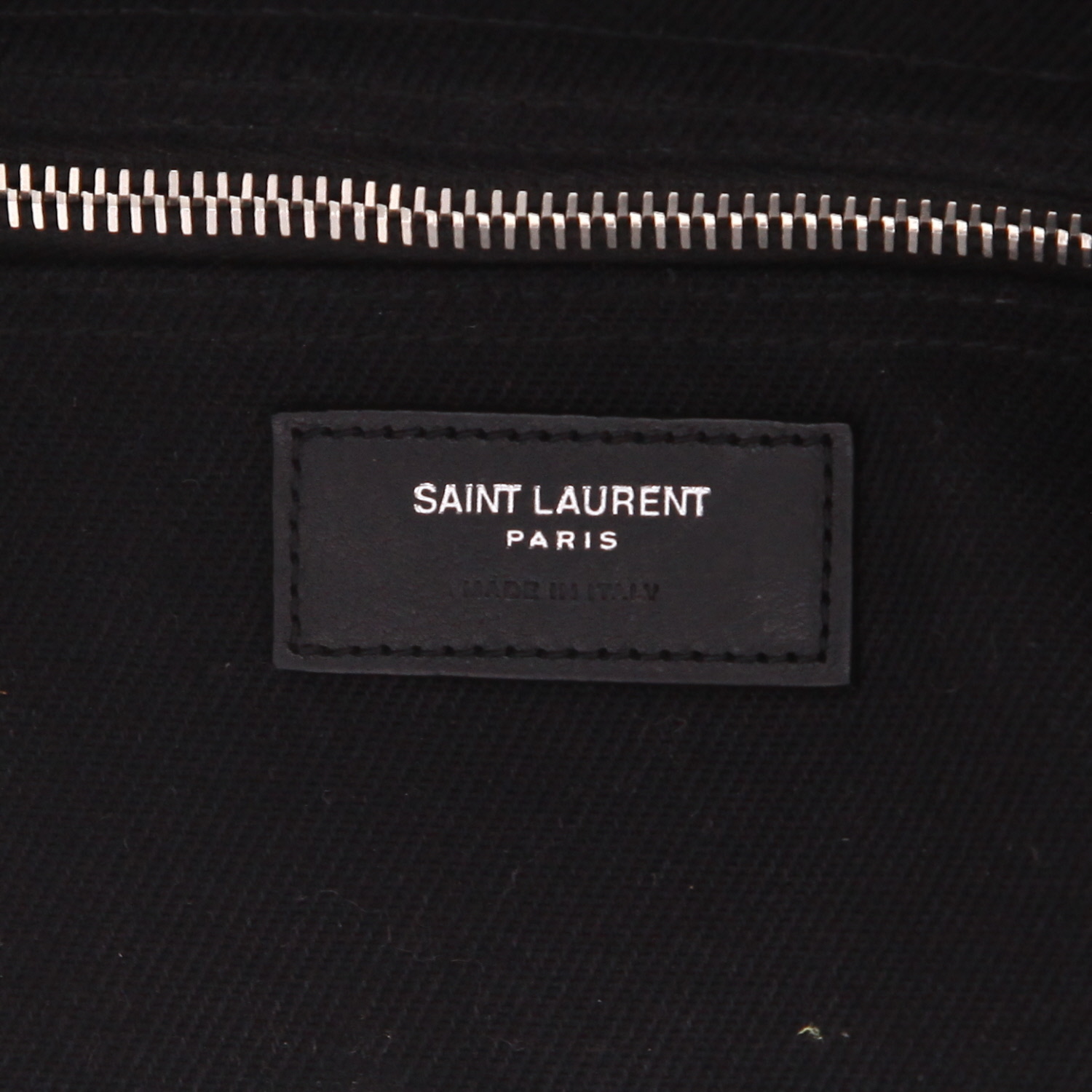 Saint Laurent  Rive Gauche shopping bag  canvas  and black leather - Detail D2