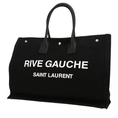 Sac cabas Saint Laurent  Rive Gauche en toile et cuir noir