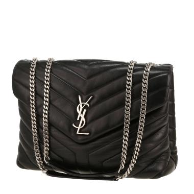 Sac à main Saint Laurent  Loulou en cuir matelassé chevrons noir