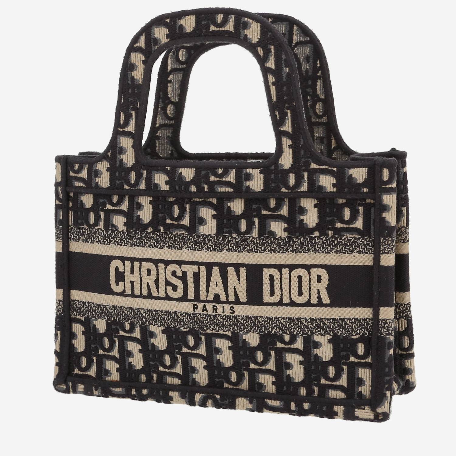 Borsa Dior  Book Tote mini  in tessuto a monogramma Oblique blu e beige