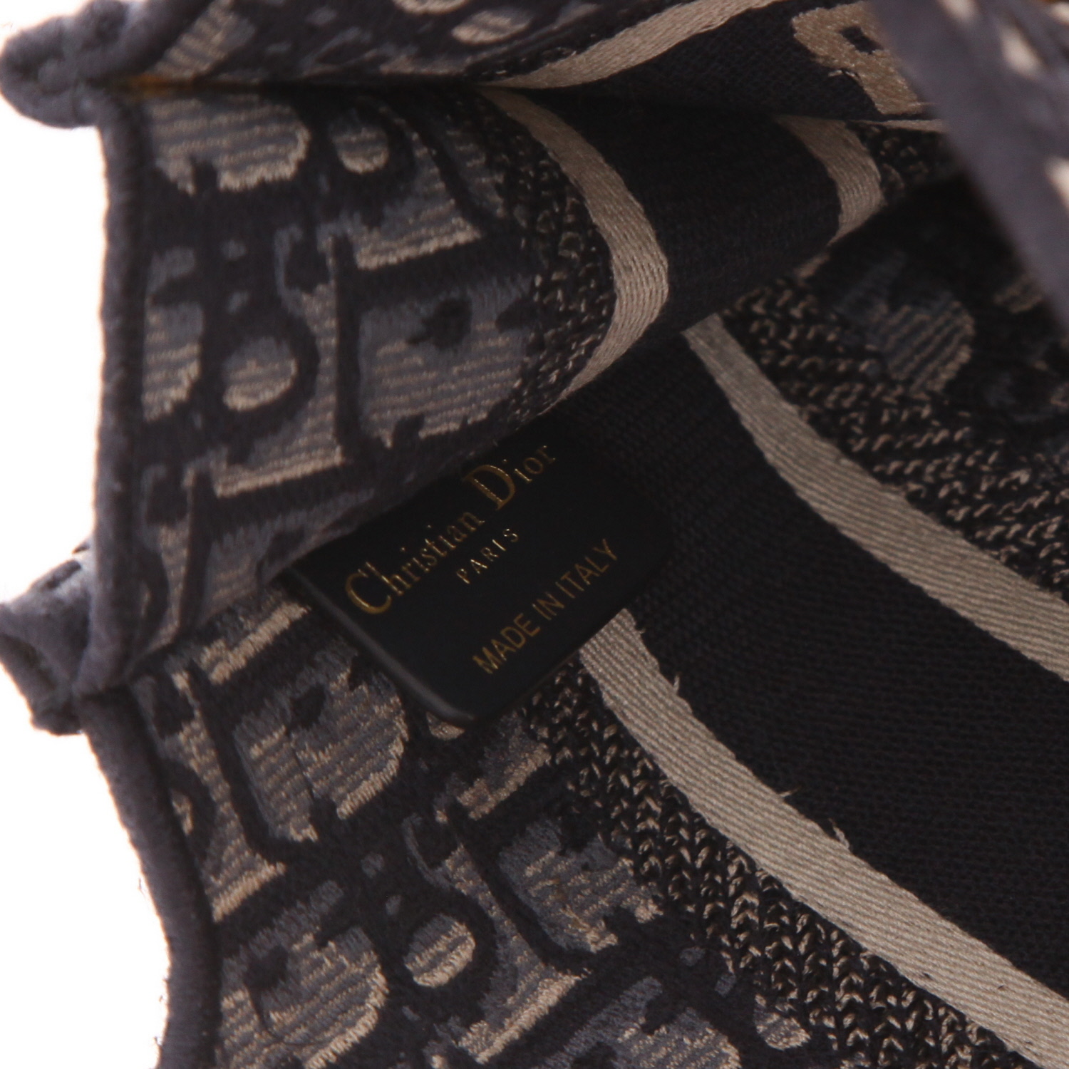 Dior  Book Tote mini  handbag  in blue and beige monogram canvas Oblique - Detail D2