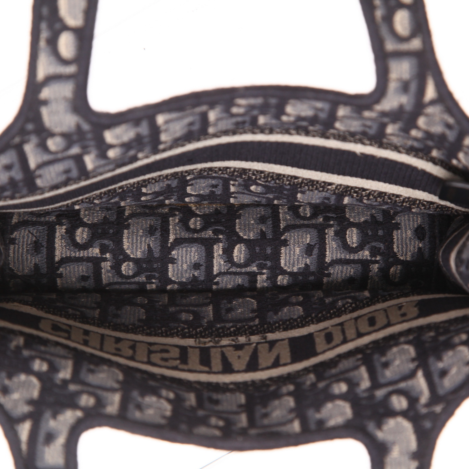 Sac à main Dior  Book Tote mini  en toile monogram Oblique bleue et beige - Detail D3