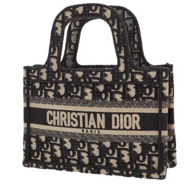 Sac à main Dior  Book Tote mini  en toile monogram Oblique bleue et beige