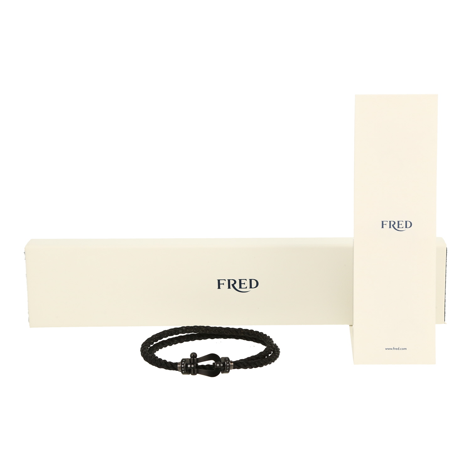 Bracelet Fred Force 10 grand modèle en titane et diamants noirs Bracelet Fred Force 10 grand modèle en titane et diamants noirs