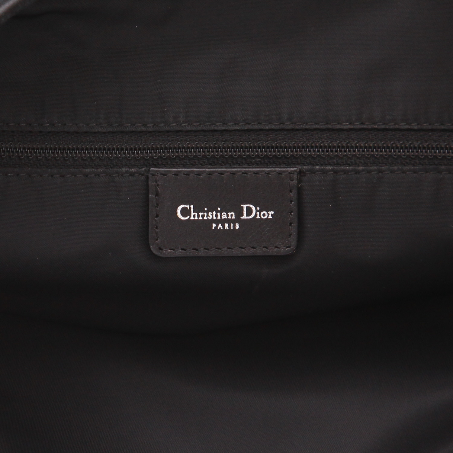 Dior  Vintage handbag  in black monogram canvas Oblique  and black leather - Detail D2