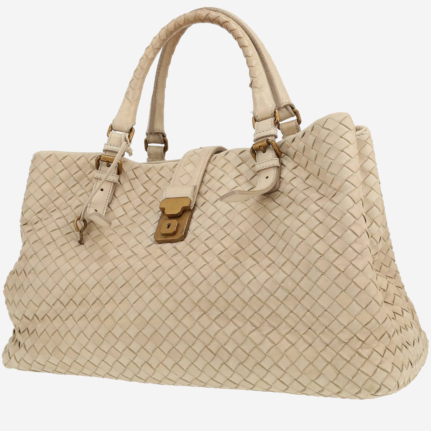 Bolso de mano Bottega Veneta  Roma en cuero intrecciato beige