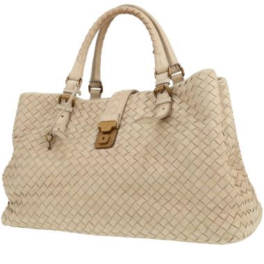 Bolso de mano Bottega Veneta  Roma en cuero intrecciato beige