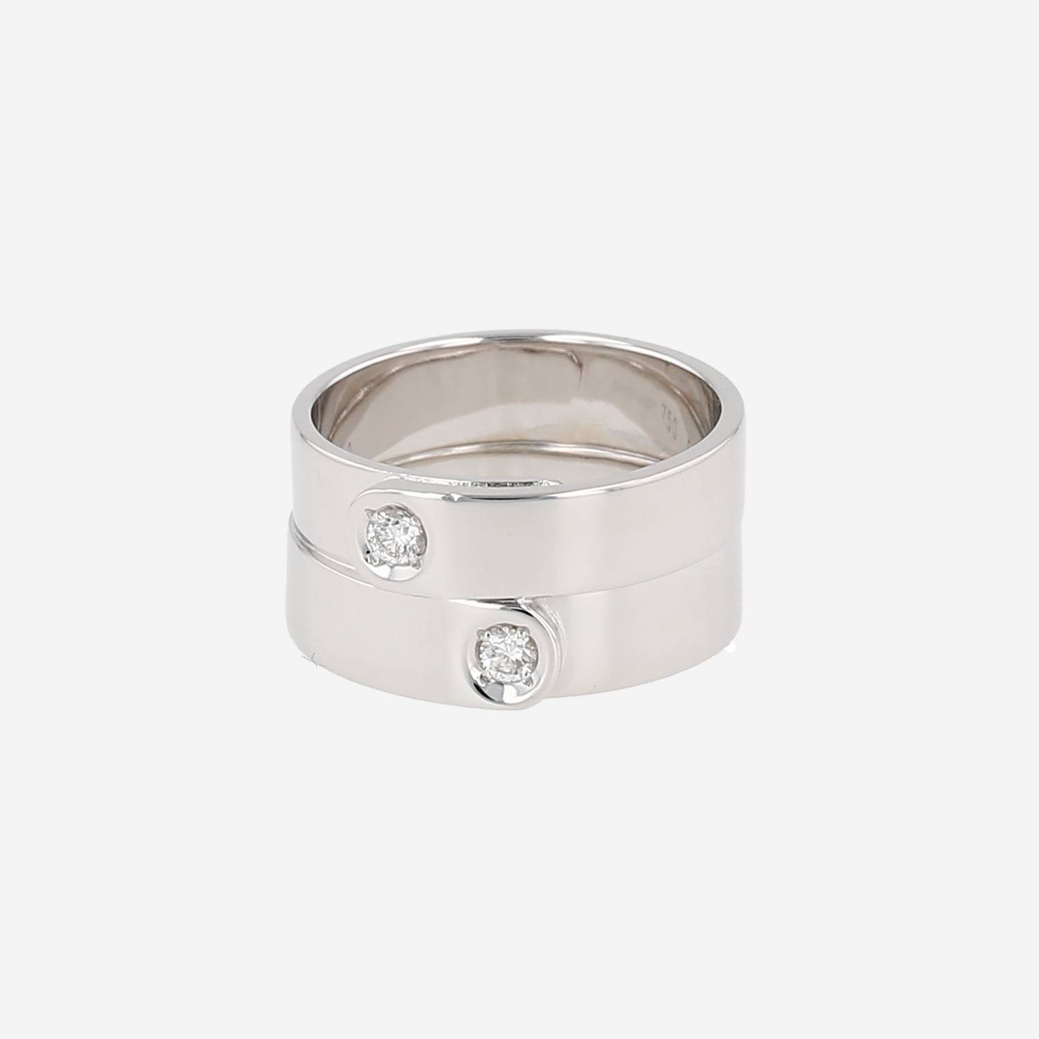 Bague Dinh Van Double Sens en or blanc et diamants