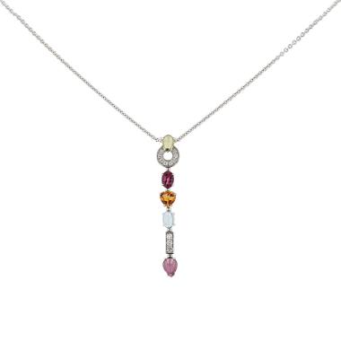 Bulgari Allegra necklace in white gold,  diamonds and colored stones Bulgari Allegra necklace in white gold,  diamonds and colored stones