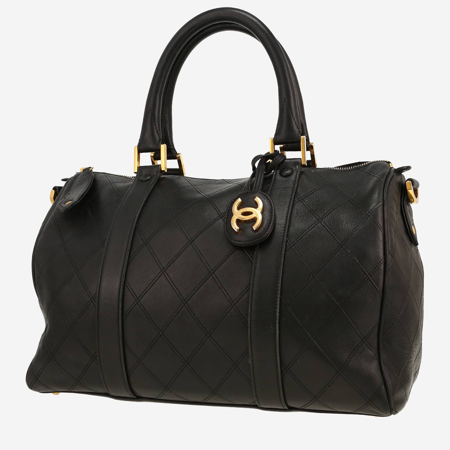 Bolso de mano Chanel  Bowling en cuero acolchado negro