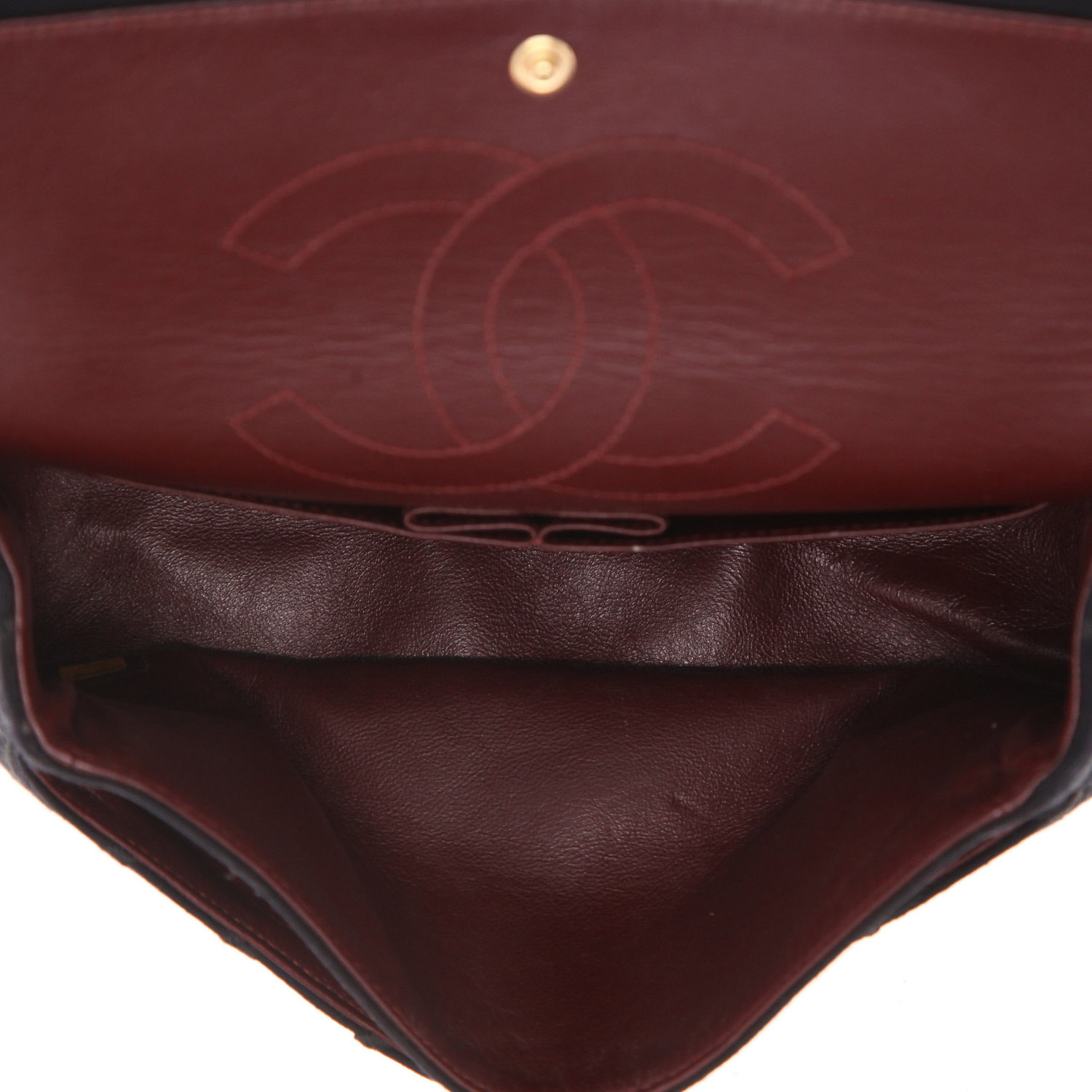 Borsa a tracolla Chanel 2.55 in tela nera con decorazione a piume - Detail D3