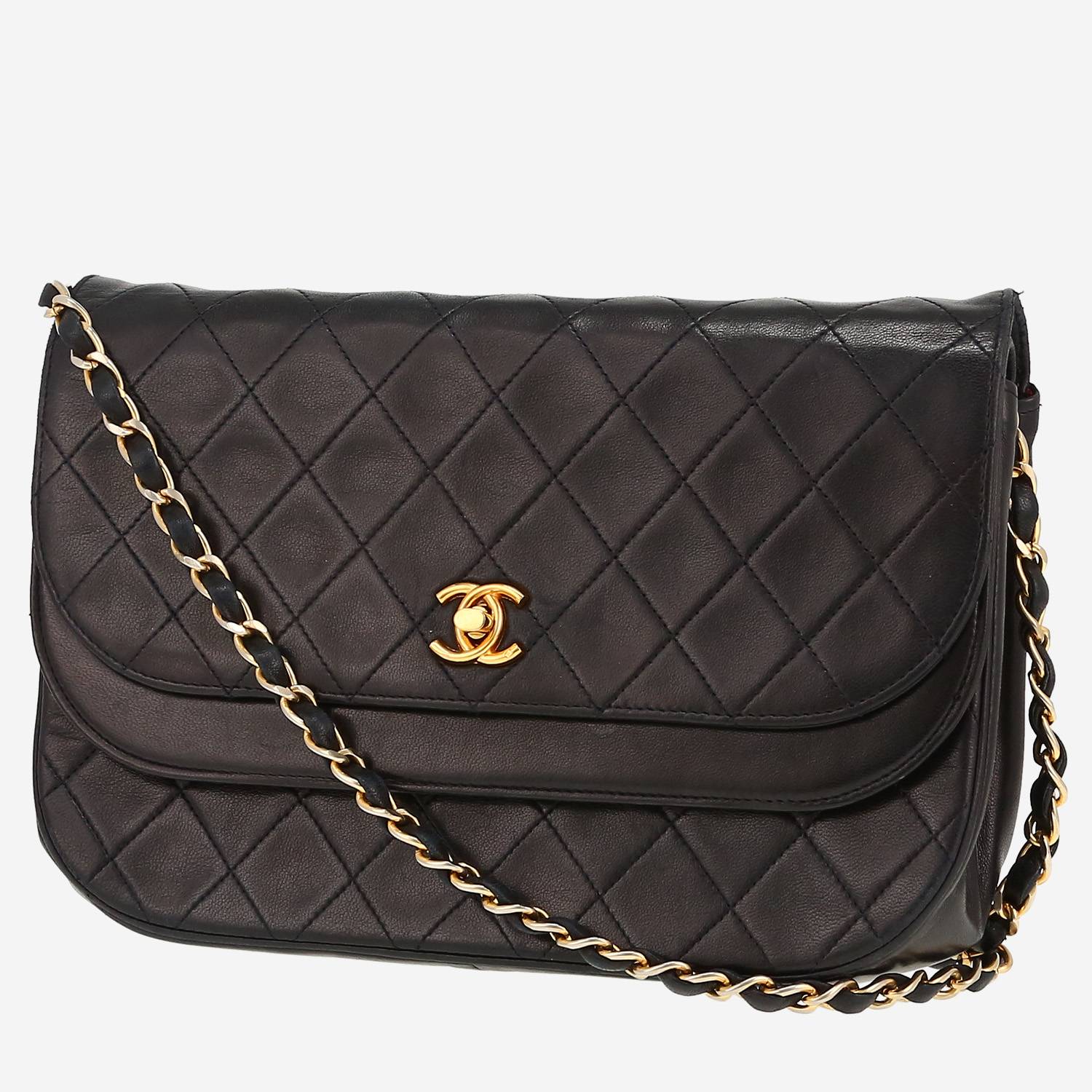 Bolso de mano Chanel  Vintage en cuero acolchado negro