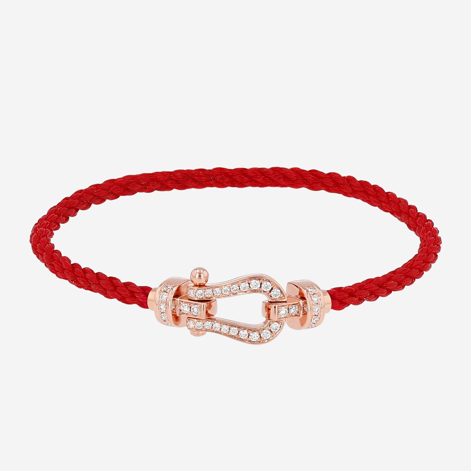 Fred Force 10 medium model bracelet in pink gold, diamonds and nylon