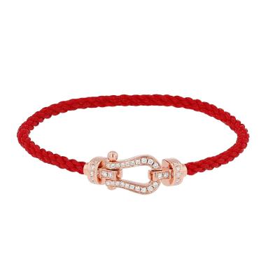 Brazalete Fred Force 10 modelo mediano de oro rosa, diamantes y nylon