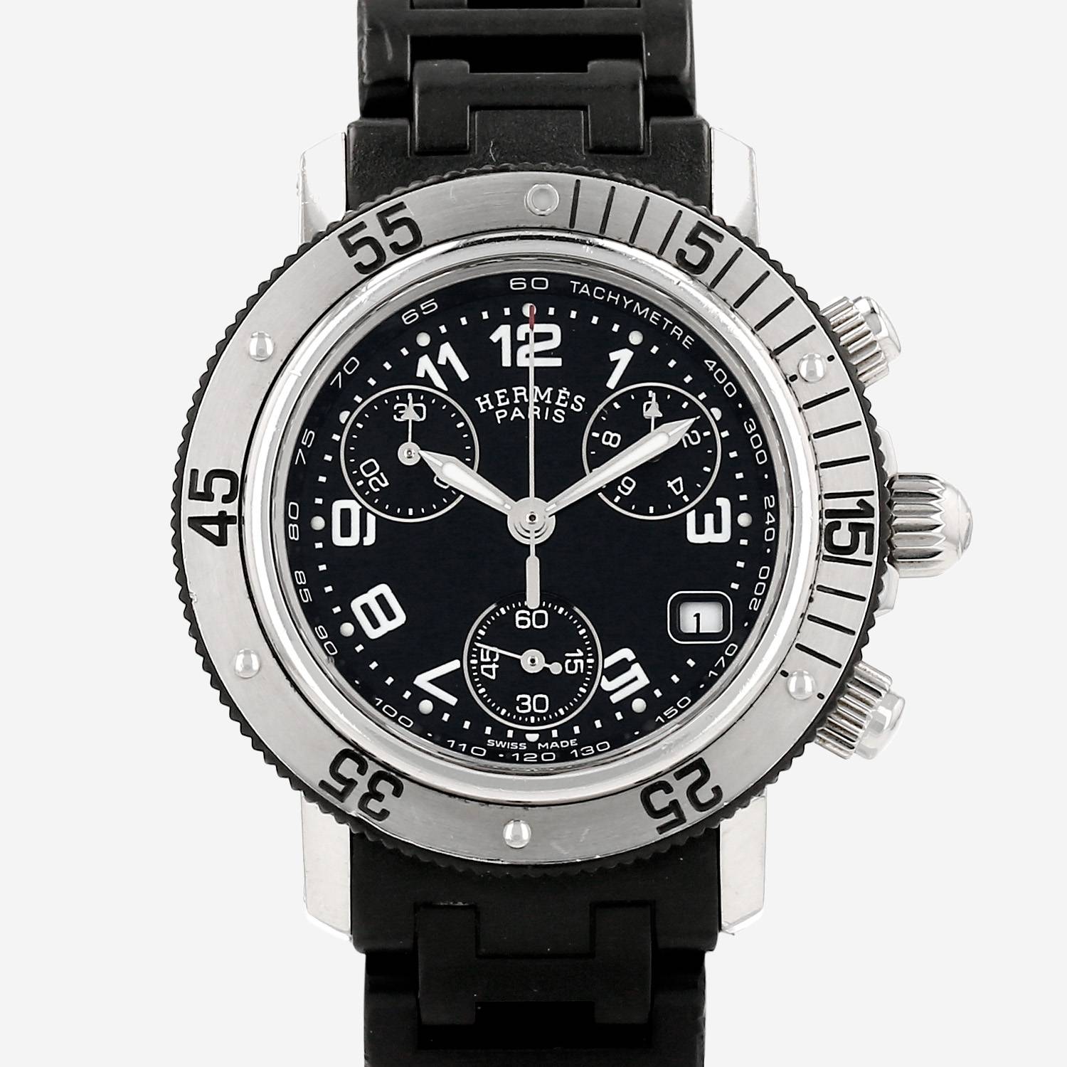 Hermès Clipper Chrono  in stainless steel Ref: Hermès - CL2.315  Circa 2000
