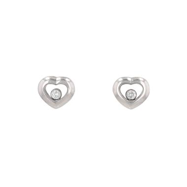 Paire de puces d'oreilles Chopard Happy Diamonds Icon en or blanc et diamants