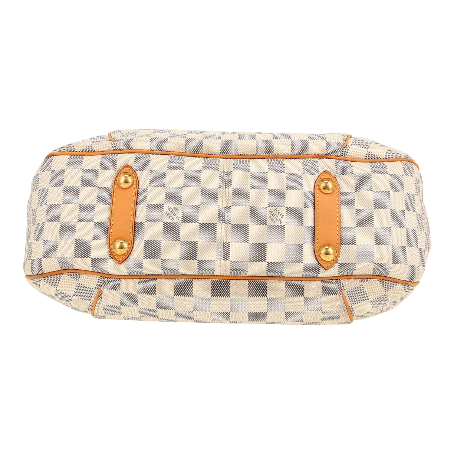 Louis Vuitton  Galliera handbag  in azur damier canvas  and natural leather - Detail D1