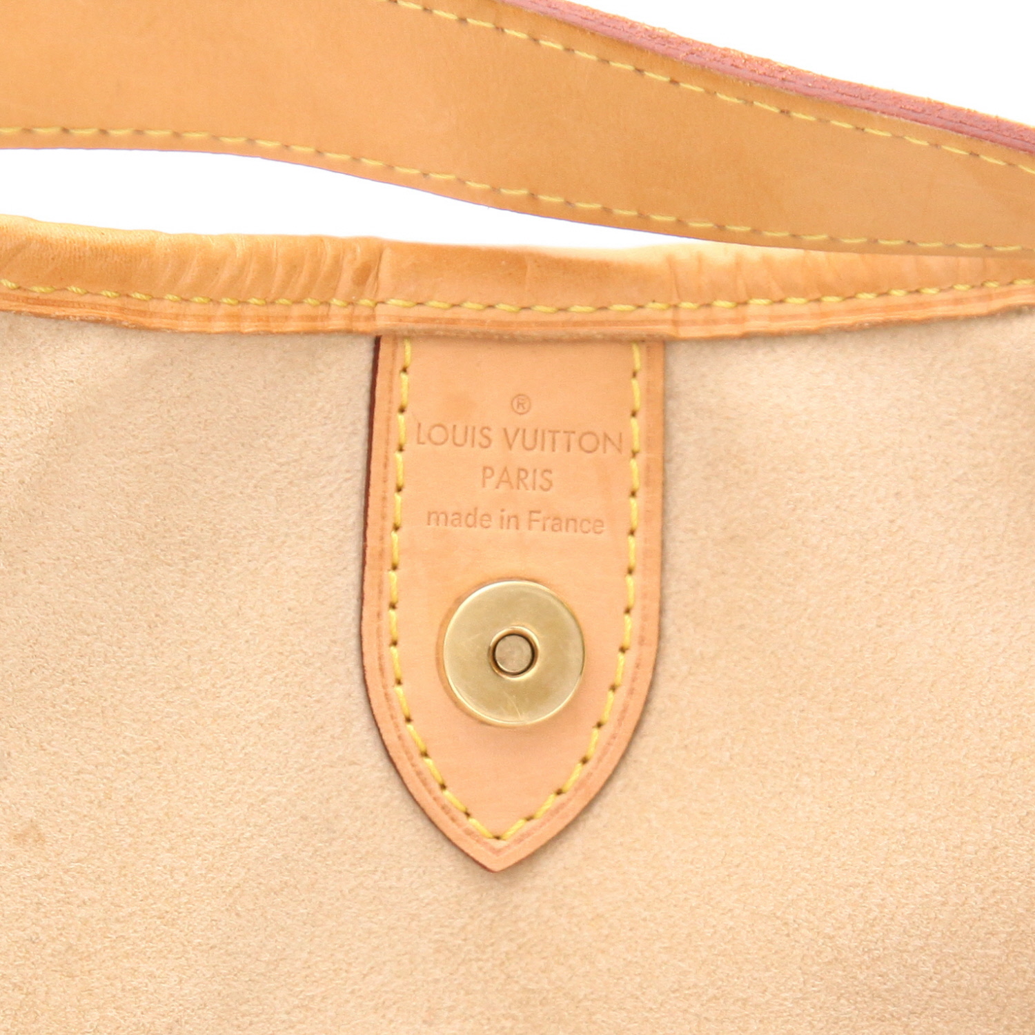 Louis Vuitton  Galliera handbag  in azur damier canvas  and natural leather - Detail D2