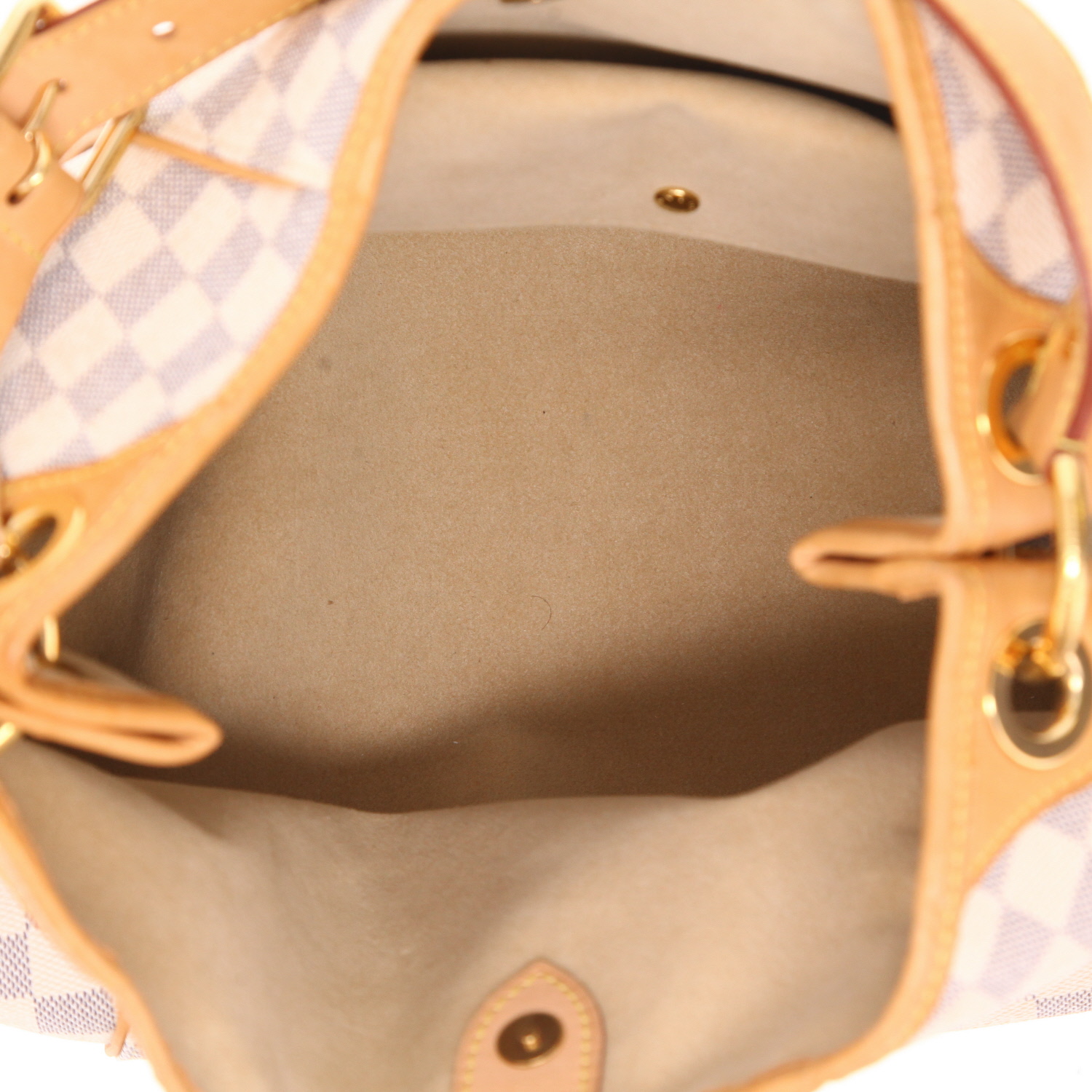 Louis Vuitton  Galliera handbag  in azur damier canvas  and natural leather - Detail D3