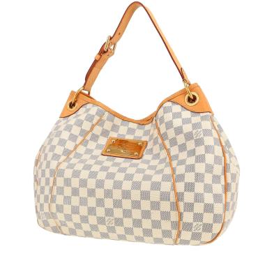 Bolso de mano Louis Vuitton  Galliera en lona a cuadros azul celeste y cuero natural