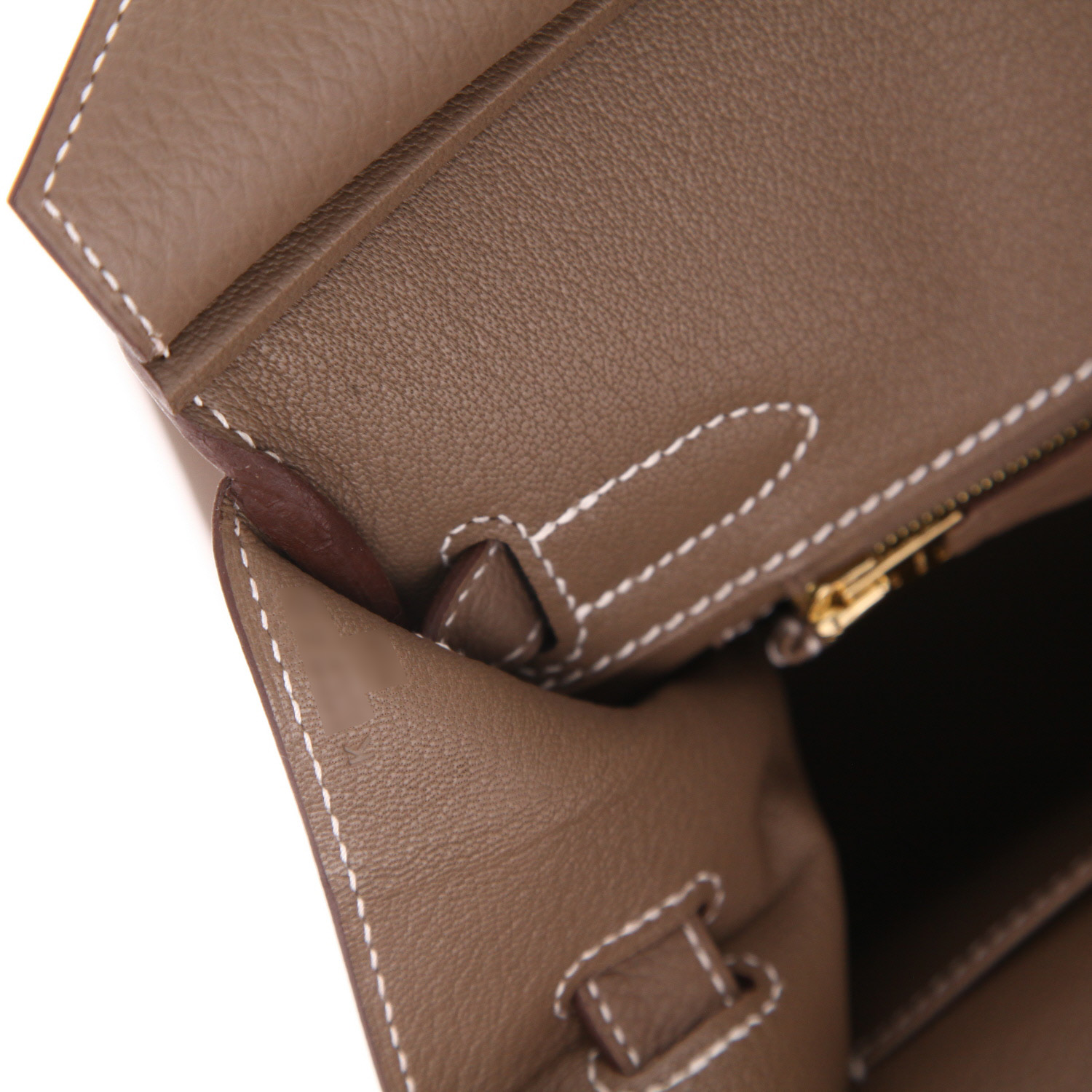 Bolso de mano Hermès  Birkin 30 cm en cuero togo marrón etoupe - Detail D4