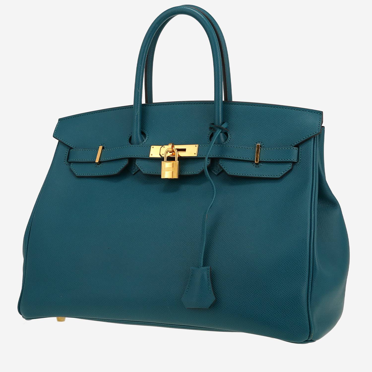Bolso de mano Hermès  Birkin 35 cm en cuero epsom azul Colvert