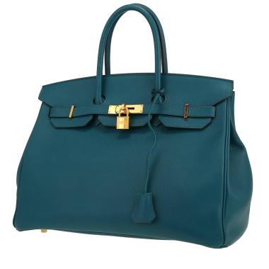 Borsa Hermès  Birkin 35 cm in pelle Epsom blu Colvert