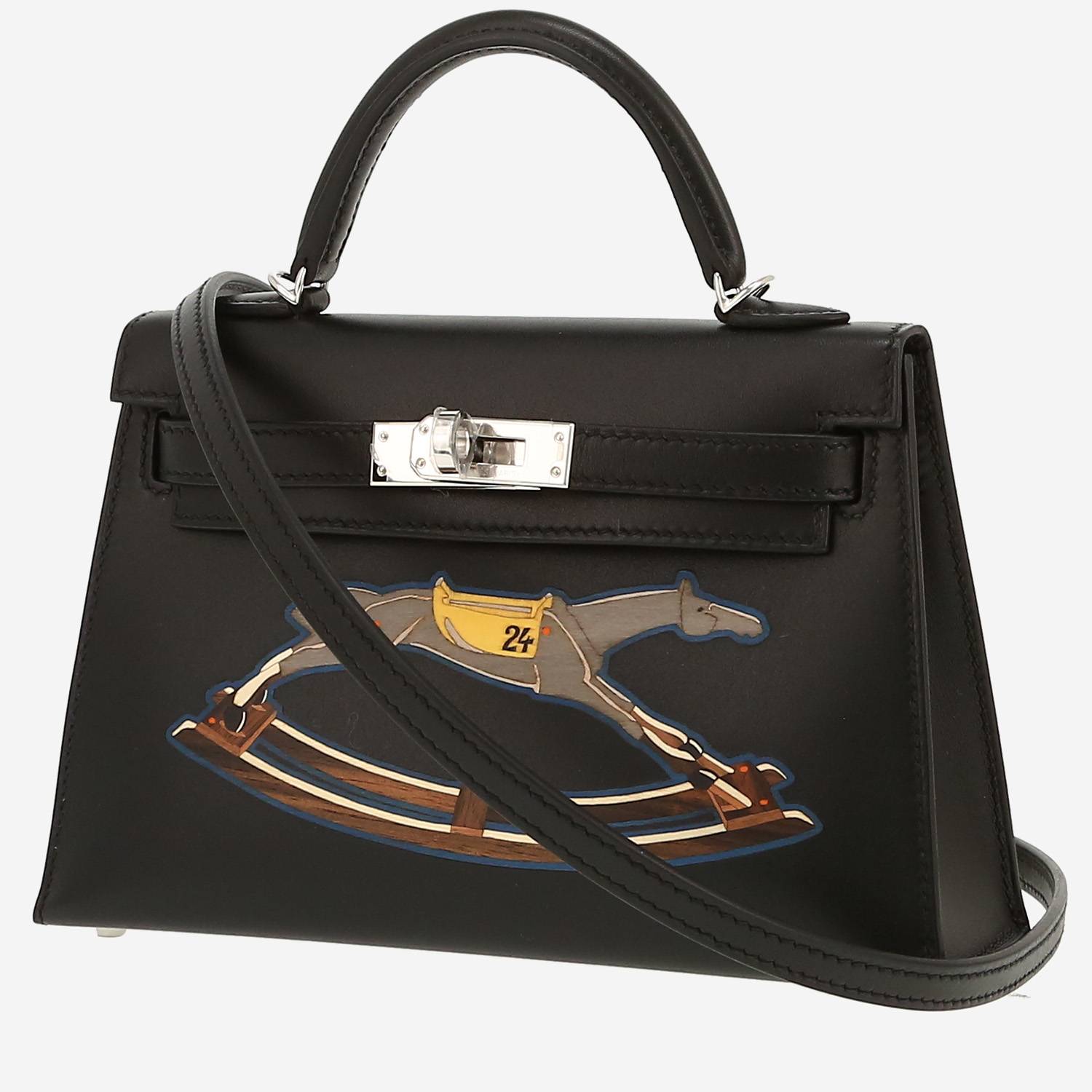 Hermès  Kelly 20 cm Cheval De Bois handbag  in black Tadelakt leather
