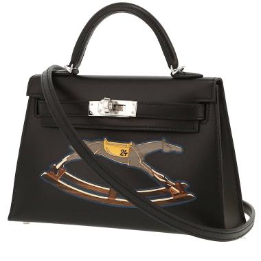 Hermès  Kelly 20 cm Cheval De Bois handbag  in black Tadelakt leather