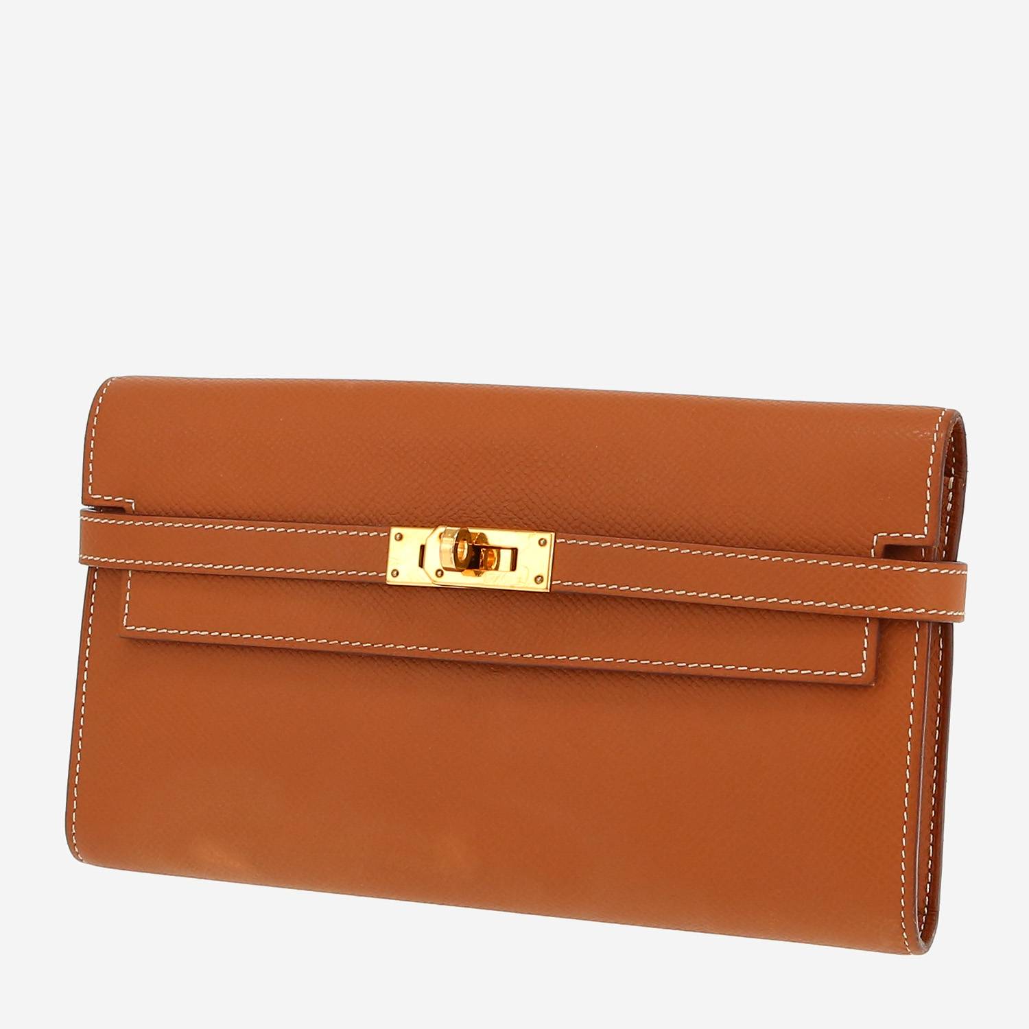 Billetera Hermès  Kelly wallet en cuero epsom color oro