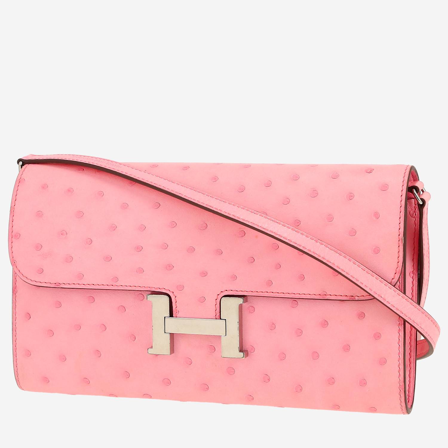 Borsa a tracolla Hermès  Constance Long To Go in struzzo Rose Bubblegum