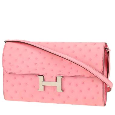 Bolso bandolera Hermès  Constance Long To Go en avestruz Rose Bubblegum
