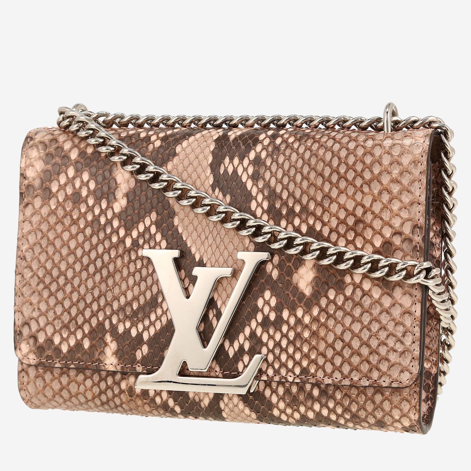 Borsa a tracolla Louis Vuitton  Louise in pitone beige e rosa