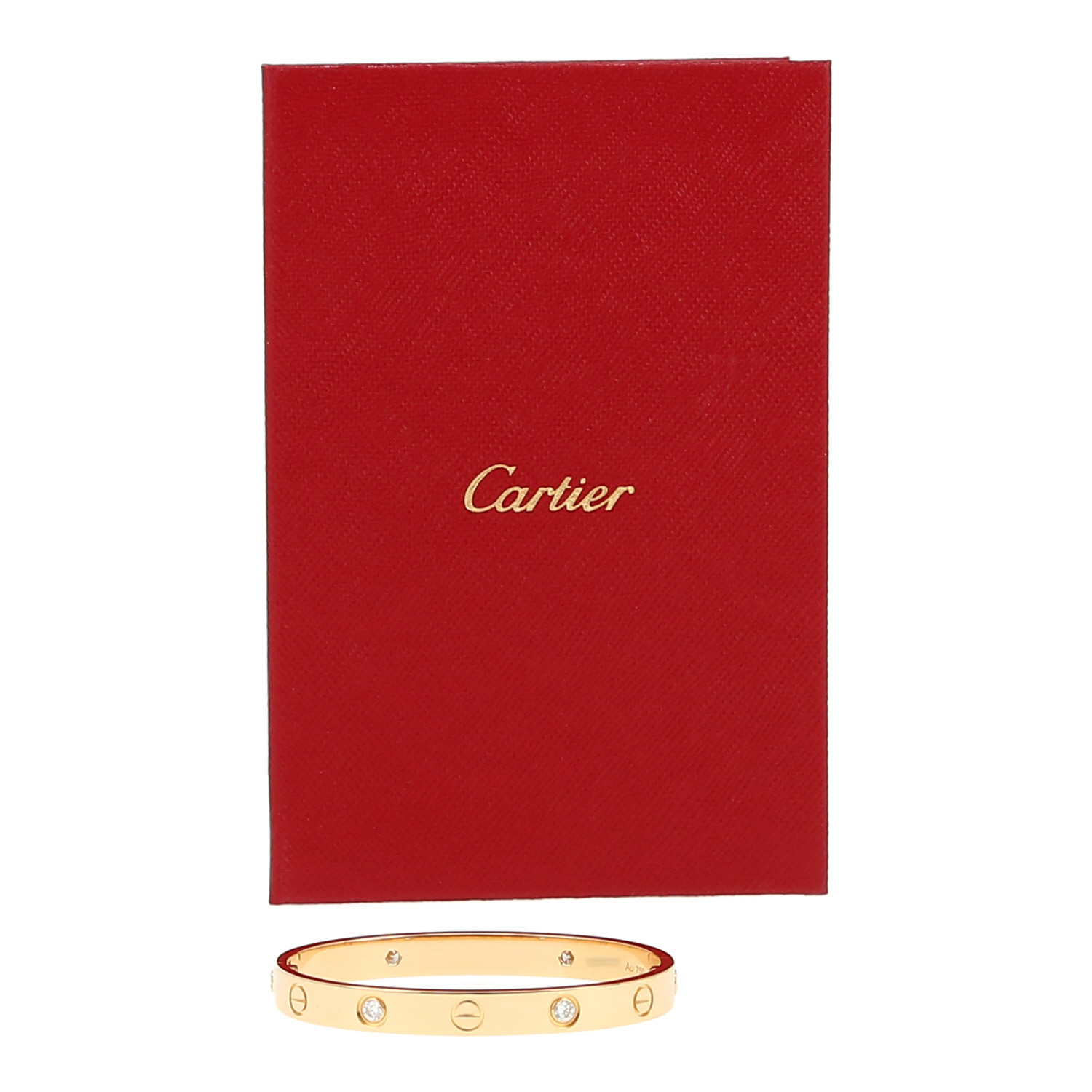 Bracelet Cartier Love 4 diamants en or jaune et diamants, taille 15