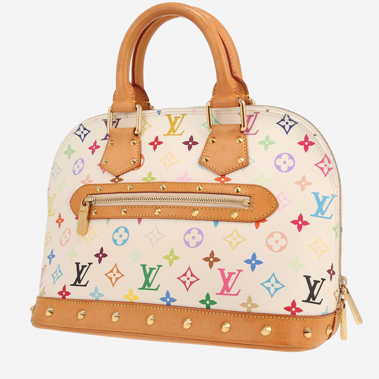 Sac à main Louis Vuitton  Alma Editions Limitées en toile monogram enduite multicolore et blanche et cuir naturel