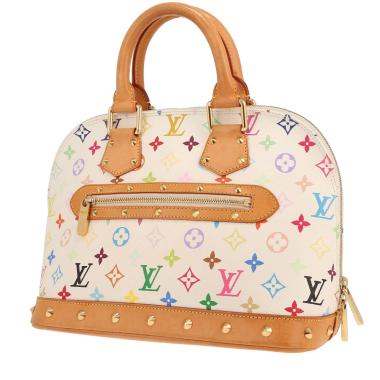 Borsa Louis Vuitton Alma in edizione limitata, in tela Monogram rivestita multicolore e bianca e pelle naturale