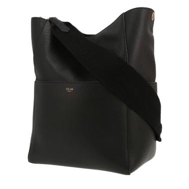 Celine  Sac Sangle handbag  in black grained leather