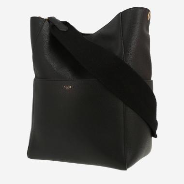 Celine  Sac Sangle handbag  in black grained leather