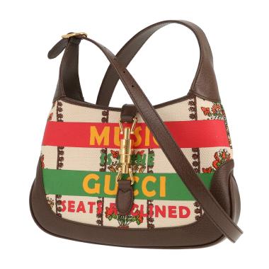 Borsa a tracolla Gucci  Jackie in tela beige e pelle marrone