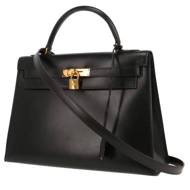 Sac à main Hermès  Kelly 32 cm en cuir box noir