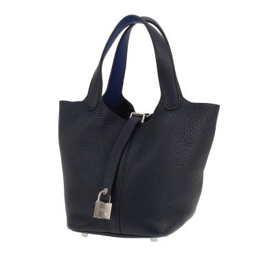 Bolso de mano Hermès  Picotin 18 cm en cuero togo azul oscuro