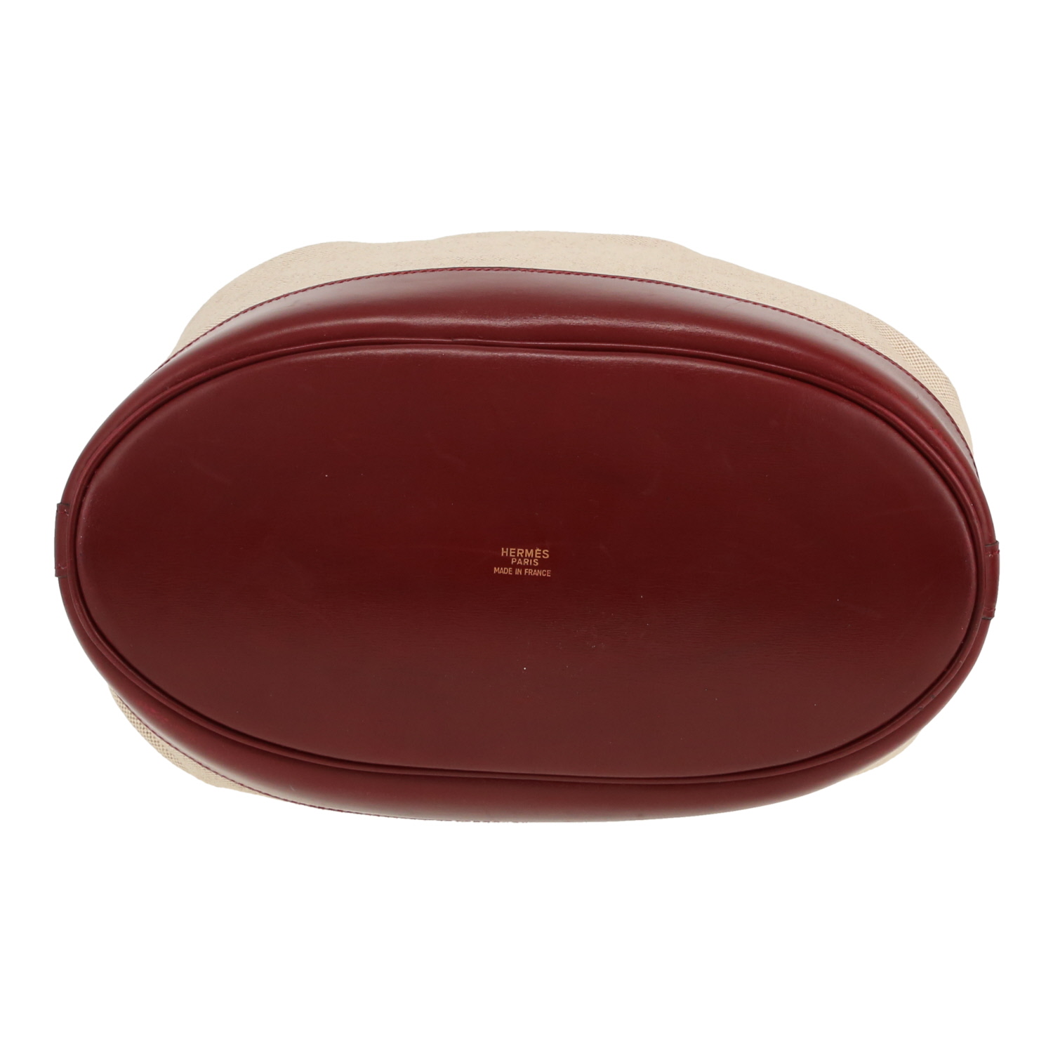 Borsa Hermès  Market in tela beige e pelle bordeaux - Detail D1