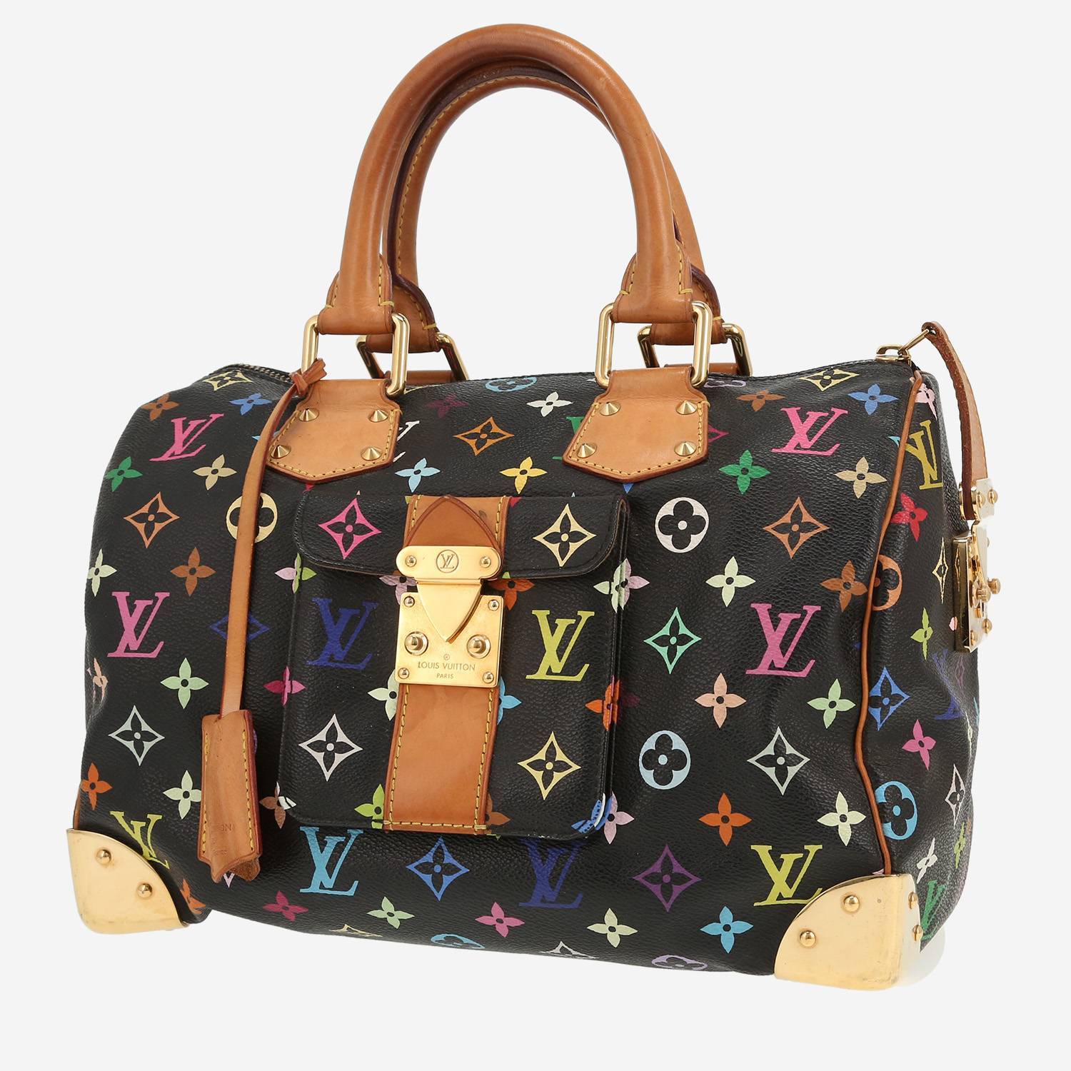 Borsa Louis Vuitton  Speedy 30 in tela monogram multicolore e nera e pelle naturale