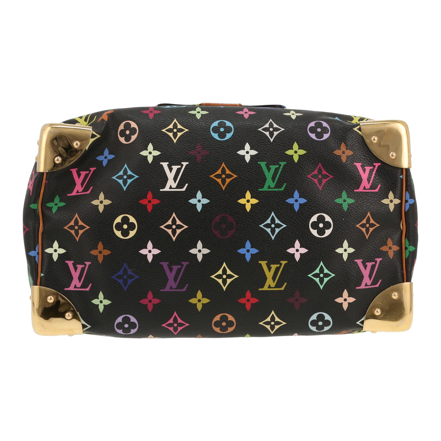 Louis Vuitton  Speedy 30 handbag  in multicolor and black monogram canvas  and natural leather - Detail D1