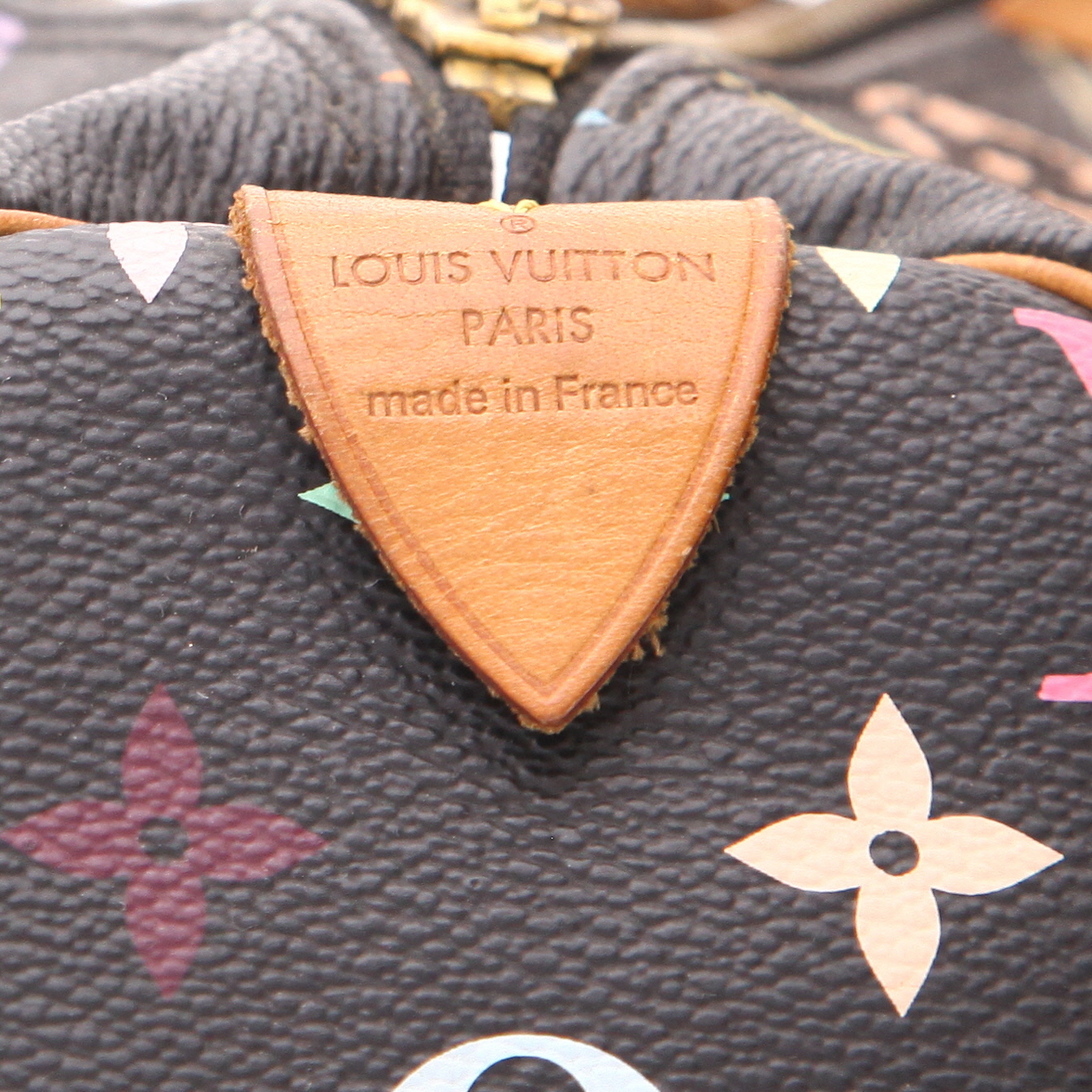 Louis Vuitton x Takashi Murakami Speedy 30 handbag  in multicolor and black monogram canvas  and natural leather - Detail D2